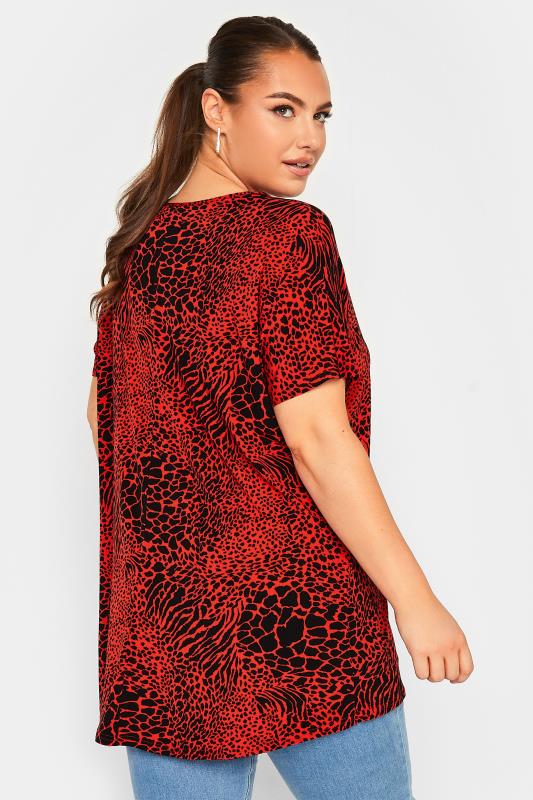 YOURS Plus Size Red Animal Print Top | Yours Clothing 3