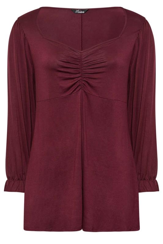 LIMITED COLLECTION Curve Berry Red Ruched Top 7