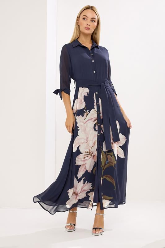  STAR Robe-chemise bleu marine à imprimé floral