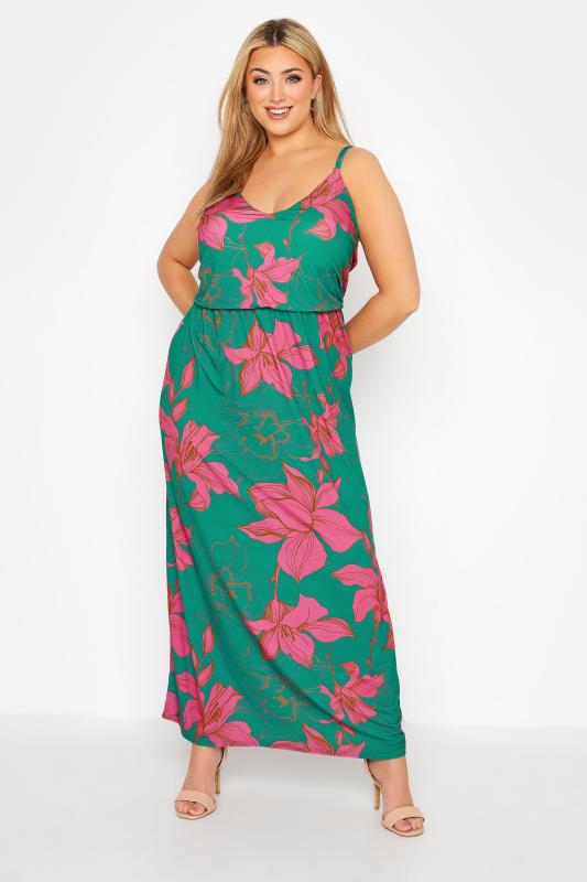 YOURS LONDON Curve Green Tropical Cami Maxi Dress 2