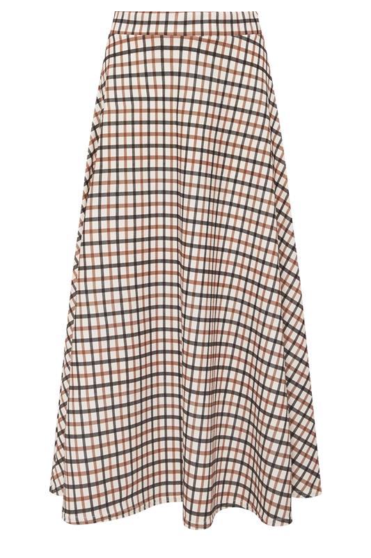 PixieGirl Petite Women's Natural Brown Check Maxi Skirt | PixieGirl 5
