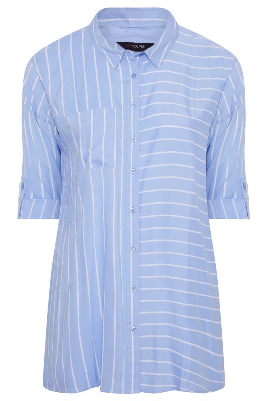 Plus Size Blue Stripe Oversized Shirt | Yours Clothing  6