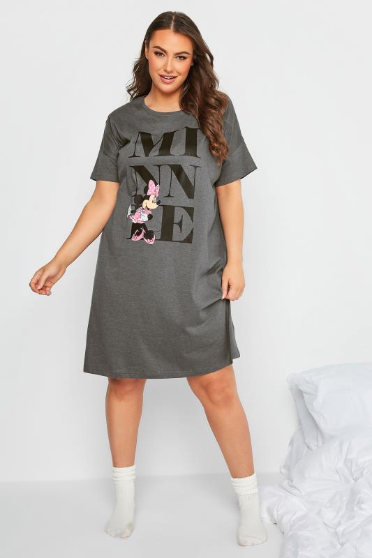 DISNEY Plus Size Grey Minnie Mouse Sleep Tee Nightdress | Yours Clothing 2