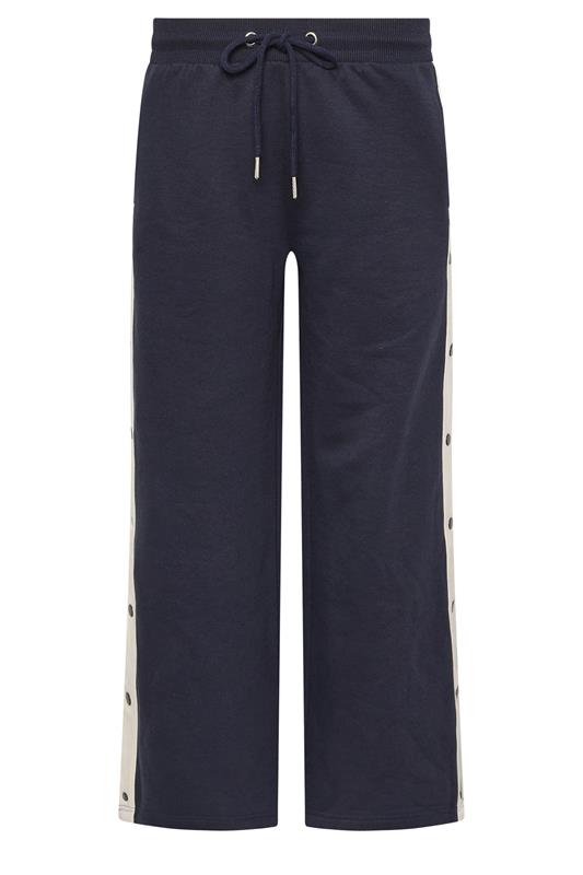 PixieGirl Petite Women's Navy Blue Side Popper Wide Leg Joggers | PixieGirl 5