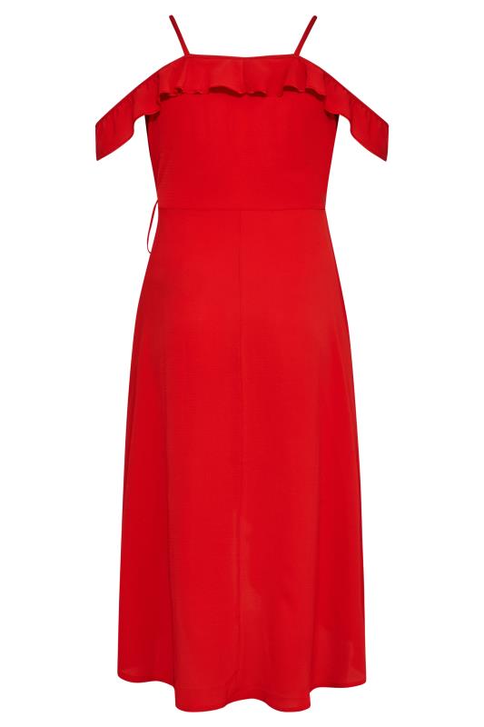 YOURS LONDON Curve Red Ruffle Wrap Maxi Dress 7