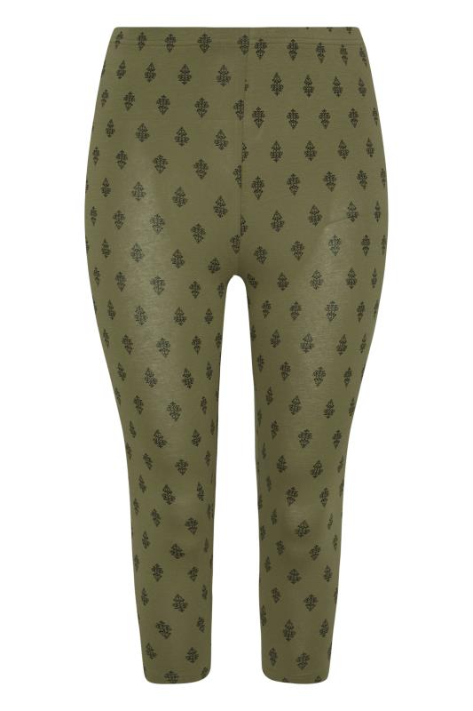 YOURS FOR GOOD 2 PACK Curve Black & Khaki Green Cropped Leggings 7