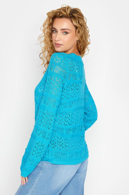 LTS Tall Blue Crochet Flare Sleeve Jumper | Long Tall Sally  3