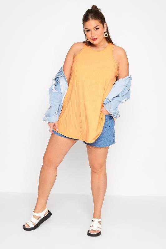 LIMITED COLLECTION Plus Size Orange Racer Back Swing Vest Top | Yours Clothing 2