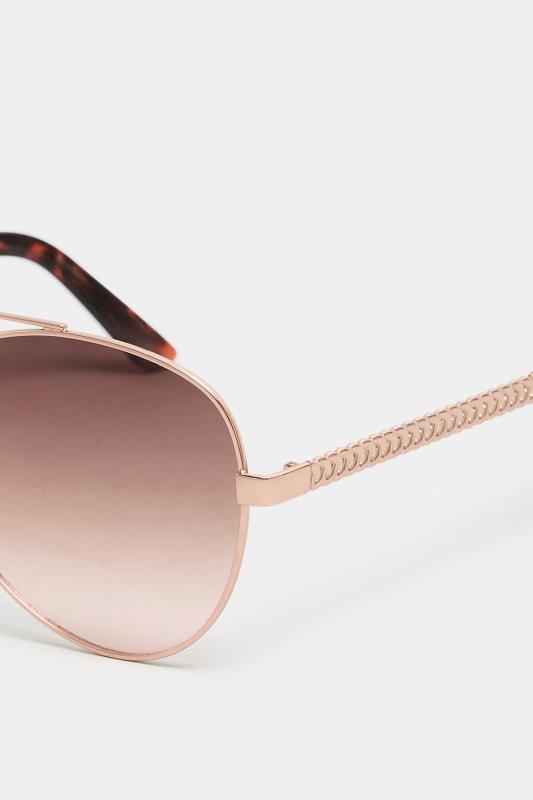 Rose Gold Tone Aviator Sunglasses | Yours Clothing  4