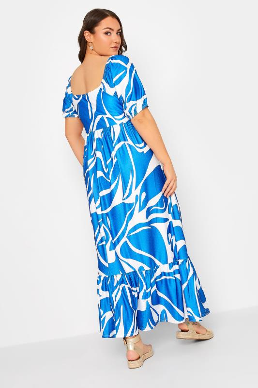 YOURS Plus Size Blue Swirl Print Maxi Dress | Yours Clothing 3