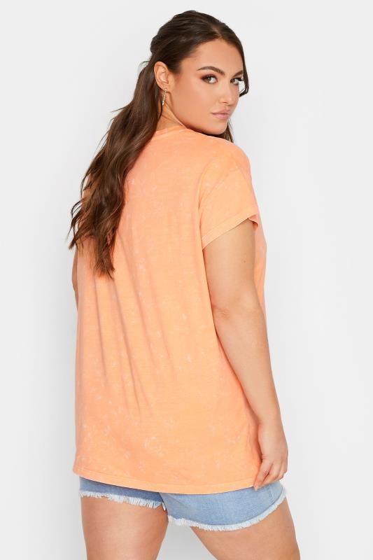 LIMITED COLLECTION Plus Size Orange 'Feelin' Peachy'' Acid Wash T-Shirt | Yours Clothing 4