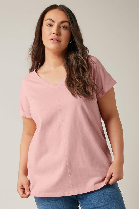 EVANS Plus Size Pink Pure Cotton T-Shirt | Yours Curve 2