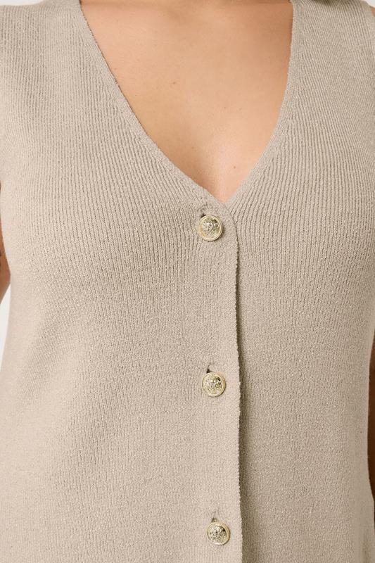 YOURS Plus Size Natural Brown Knitted Waistcoat | Yours Clothing 4