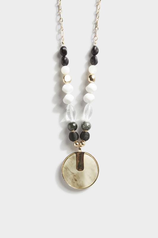  Grande Taille Gold Tone Mixed Bead Pendant Necklace
