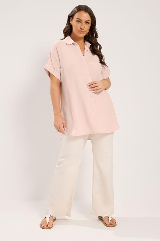 YOURS Plus Size Pink Grown On Sleeve Shirt | Yours Clothing 1