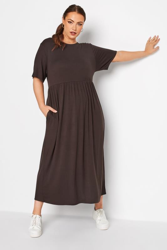 LIMITED COLLECTION Plus Size Chocolate  Brown Throw On Maxi Dress | Yours Clothing 2