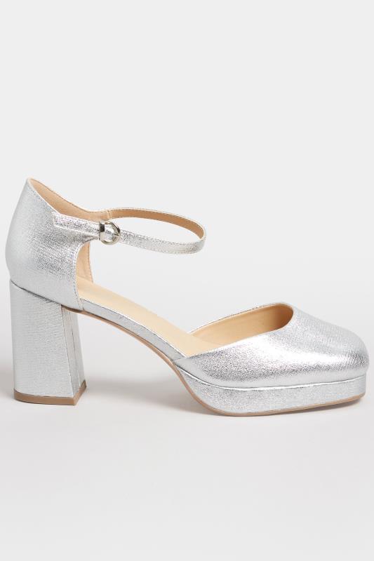 LIMITED COLLECTION Silver Platform Court Shoes In Extra Wide EEE Fit | Yours Clothing 2