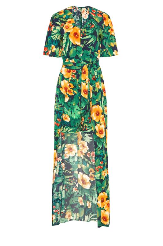 LTS Tall Green Tropical Maxi Overlay Playsuit 6