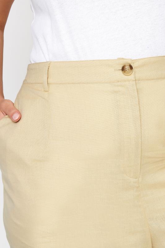 LIMITED COLLECTION Curve Beige Brown Linen Wide Leg Trousers | Yours Clothing 4