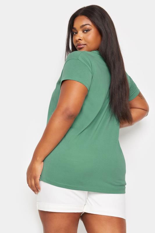 YOURS Plus Size Green 'Palm Springs' Slogan T-Shirt | Yours Clothing 3