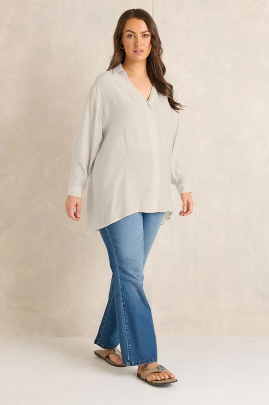 EVANS Plus Size Natural Brown Sheer Long Sleeve Shirt | Evans 2