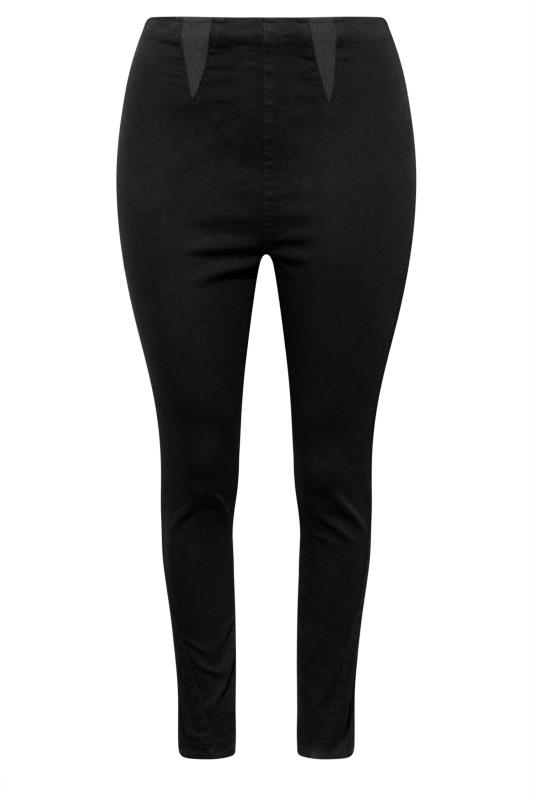 Plus Size Black Elasticated Insert Shaper Stretch Jeggings | Yours Clothing 4