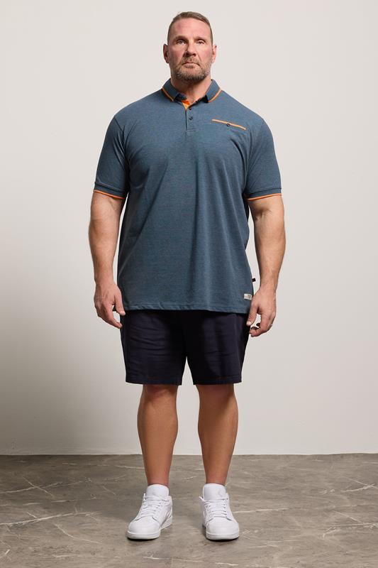 D555 Big & Tall Teal Blue Jacquard Polo Shirt | BadRhino 1