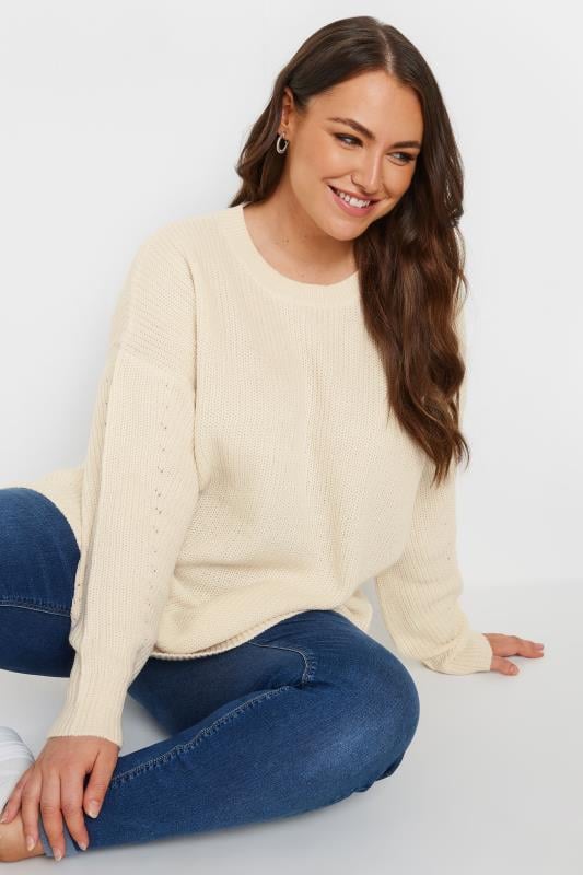 YOURS Plus Size Stone Brown Knitted Jumper | Yours Clothing 1