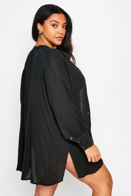 YOURS Plus Size Black Button Up Beach Shirt | Yours Clothing 4