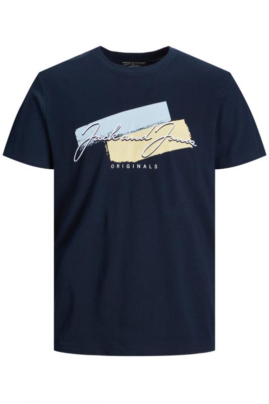JACK & JONES Big & Tall Navy Blue Jorsunset Logo T-Shirt 1