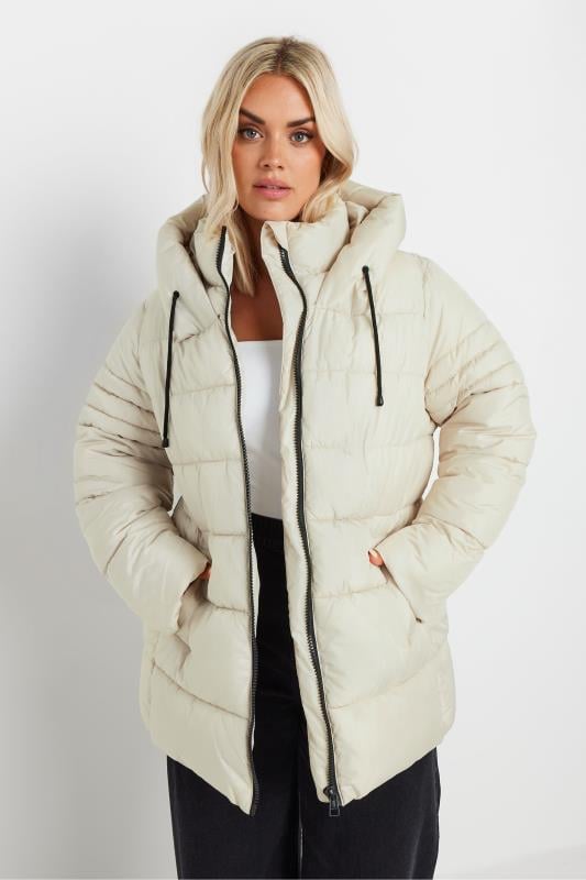 Plus Size  YOURS Curve Ivory White Sporty Puffer Coat