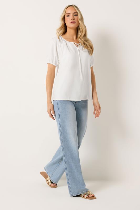 LTS Tall Women's White Tie Front Linen Blouse | Long Tall Sally 2