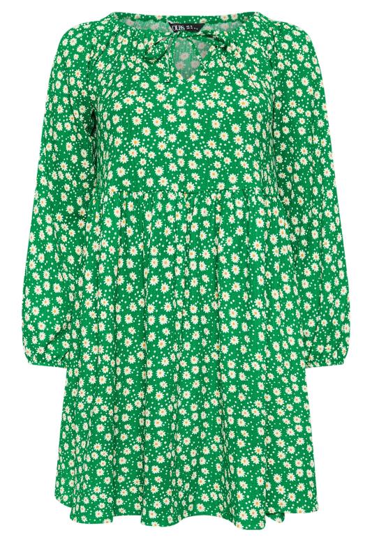 YOURS Plus Size Green Daisy Print Textured Midi Dress | Yours Clothing 5