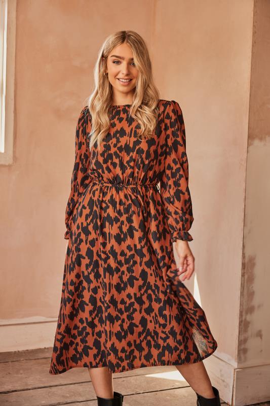 Women's  M&Co Brown Leopard Print Smock Dress