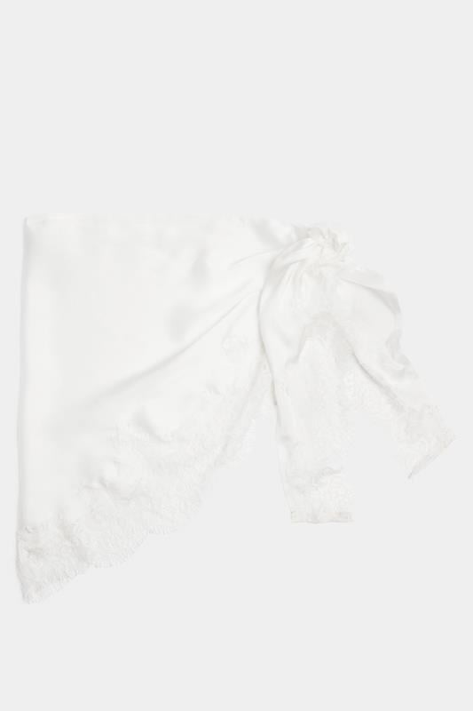 YOURS Plus Size White Lace Satin Scarf | Yours Clothing 2
