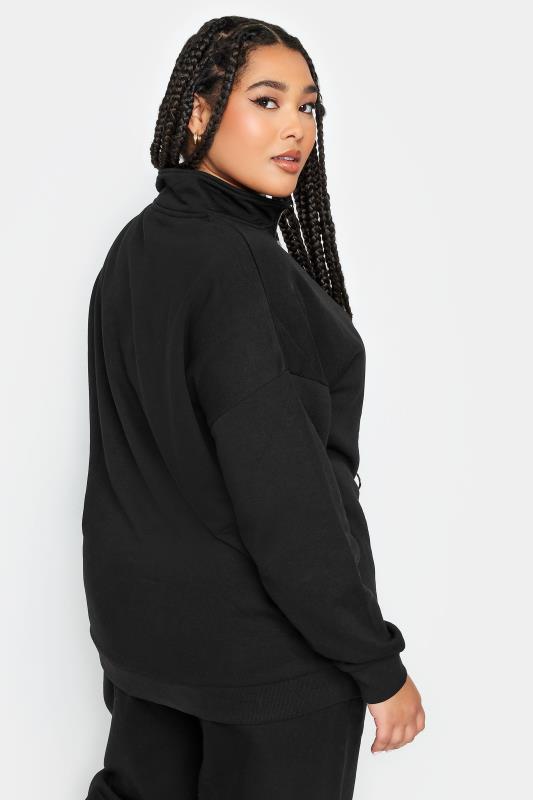 YOURS Plus Size Black Quarter Zip Sweatshirt | Yours Clothing 3