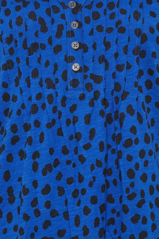 LTS Tall Women's Blue Dalmatian Print Henley Top | Long Tall Sally 6
