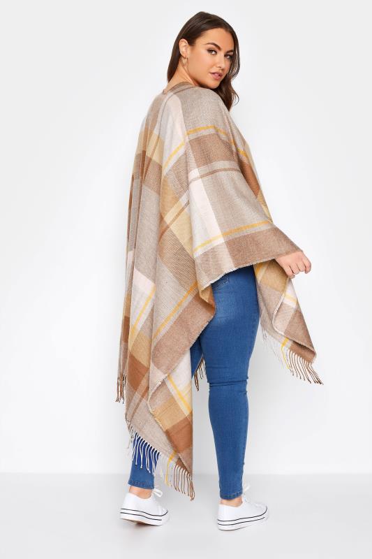 Curve Brown Check Knitted Wrap Shawl 3