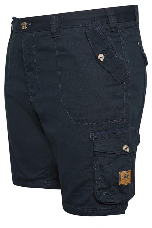 D555 Big & Tall Navy Blue Cotton Cargo Shorts | BadRhino 5