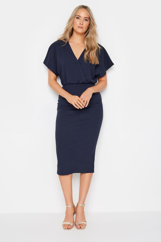 LTS Tall Women's Navy Blue Scuba Wrap Midi Dress | Long Tall Sally 2