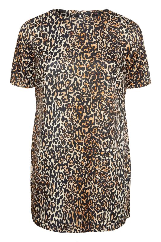 Plus Size Beige Brown Leopard Print Tunic Dress | Yours Clothing 5