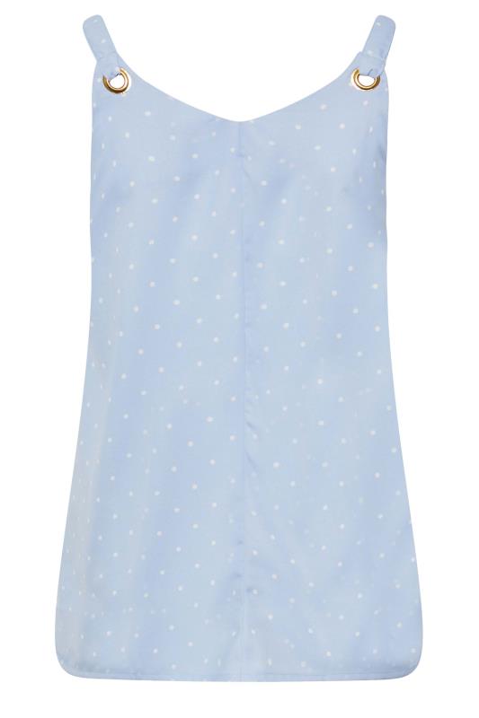 Plus Size Blue Polka Dot Print Ring Detail Vest Top | Yours Clothing  7