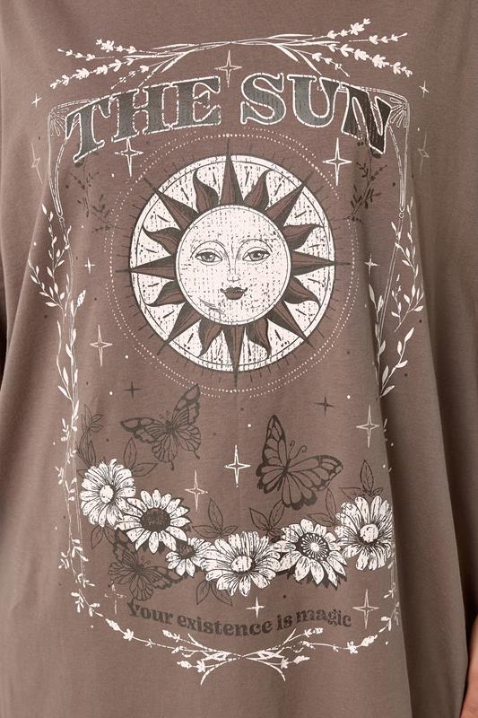 YOURS Plus Size Chocolate Brown 'The Sun' Boxy T-Shirt | Yours Clothing 4
