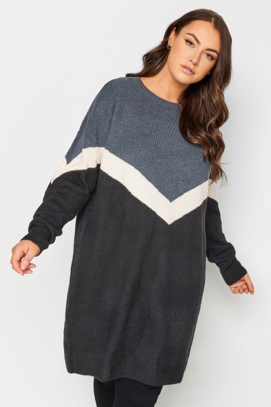 Plus Size  YOURS FOR GOOD Curve Blue Oversized Recycled Jumper