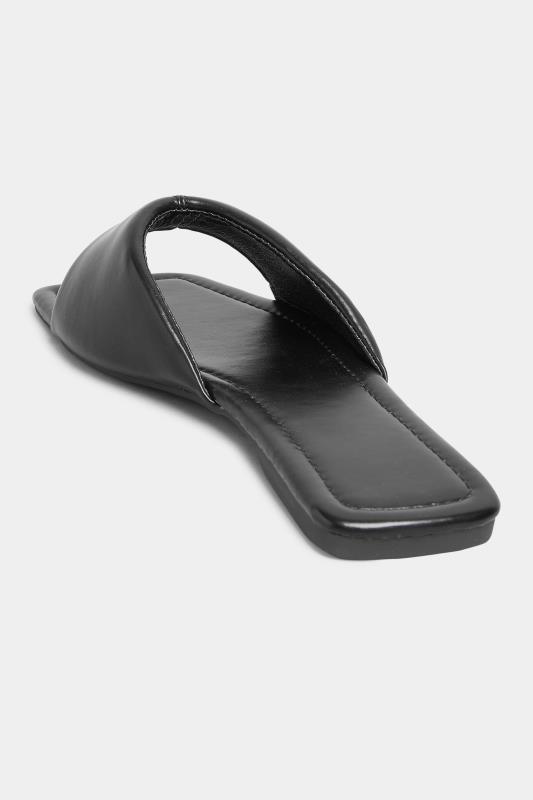 Black Square Toe Padded Sandals In Standard D Fit | PixieGirl  4