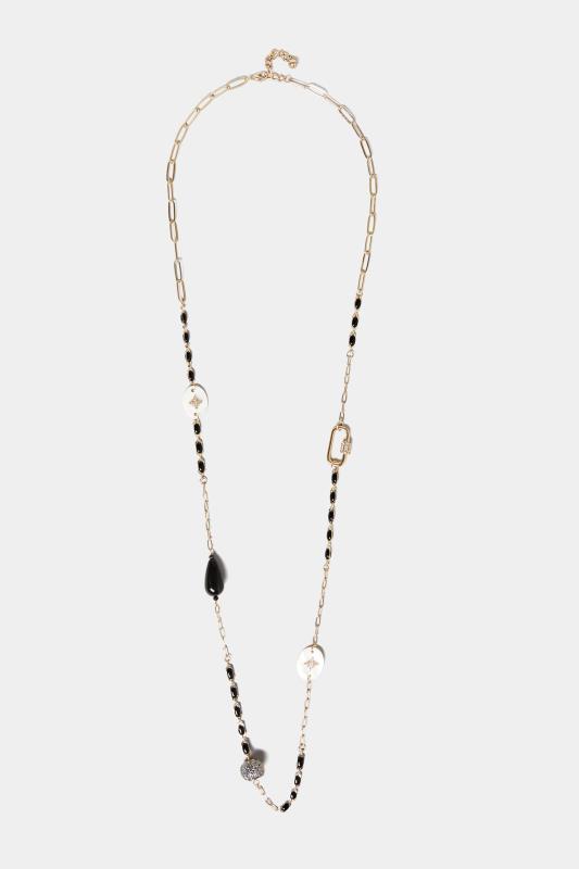 Black Beaded Long Chain Necklace 1