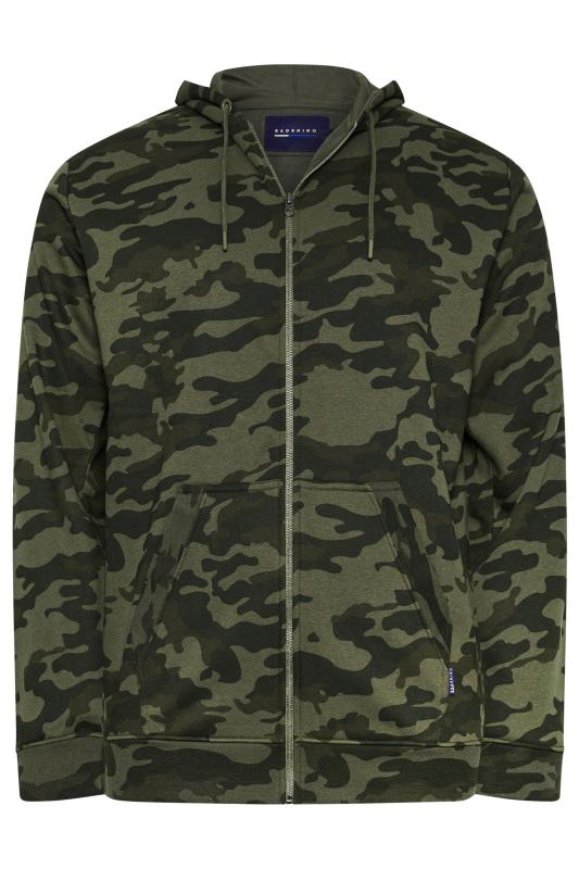 BadRhino Big & Tall Dark Green Camo Print Zip Through Hoodie | BadRhino 6