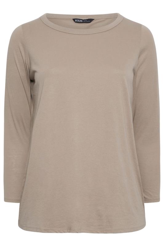 YOURS Plus Size Stone Brown Long Sleeve Top | Yours Clothing 5