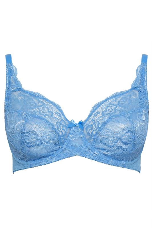 YOURS Plus Size Light Blue Lace Non-Padded Underwired Bra | Yours Clothing 6