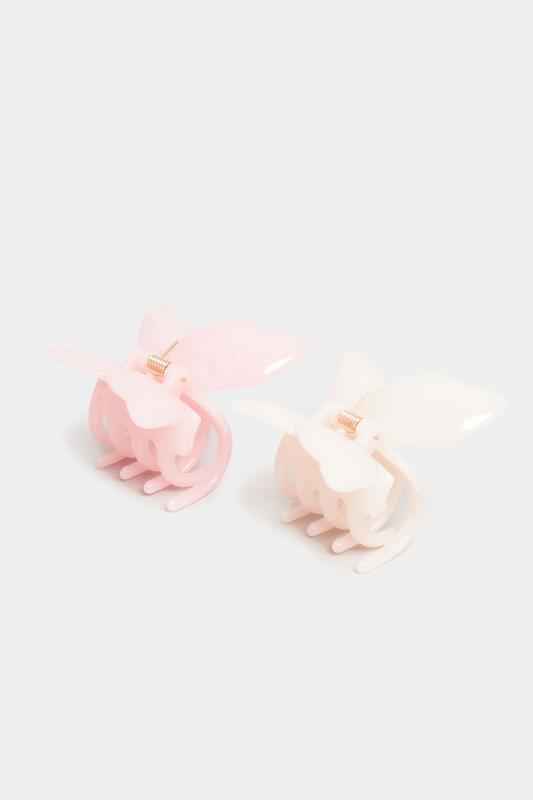 Plus Size  2 PACK White & Pink Butterfly Hair Clips